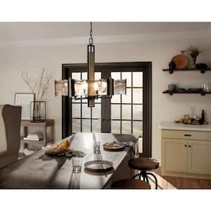 Aberdeen 28 in. 6-Light Olde Bronze Farmhouse Shaded Drum Chandelier for Dining Room
