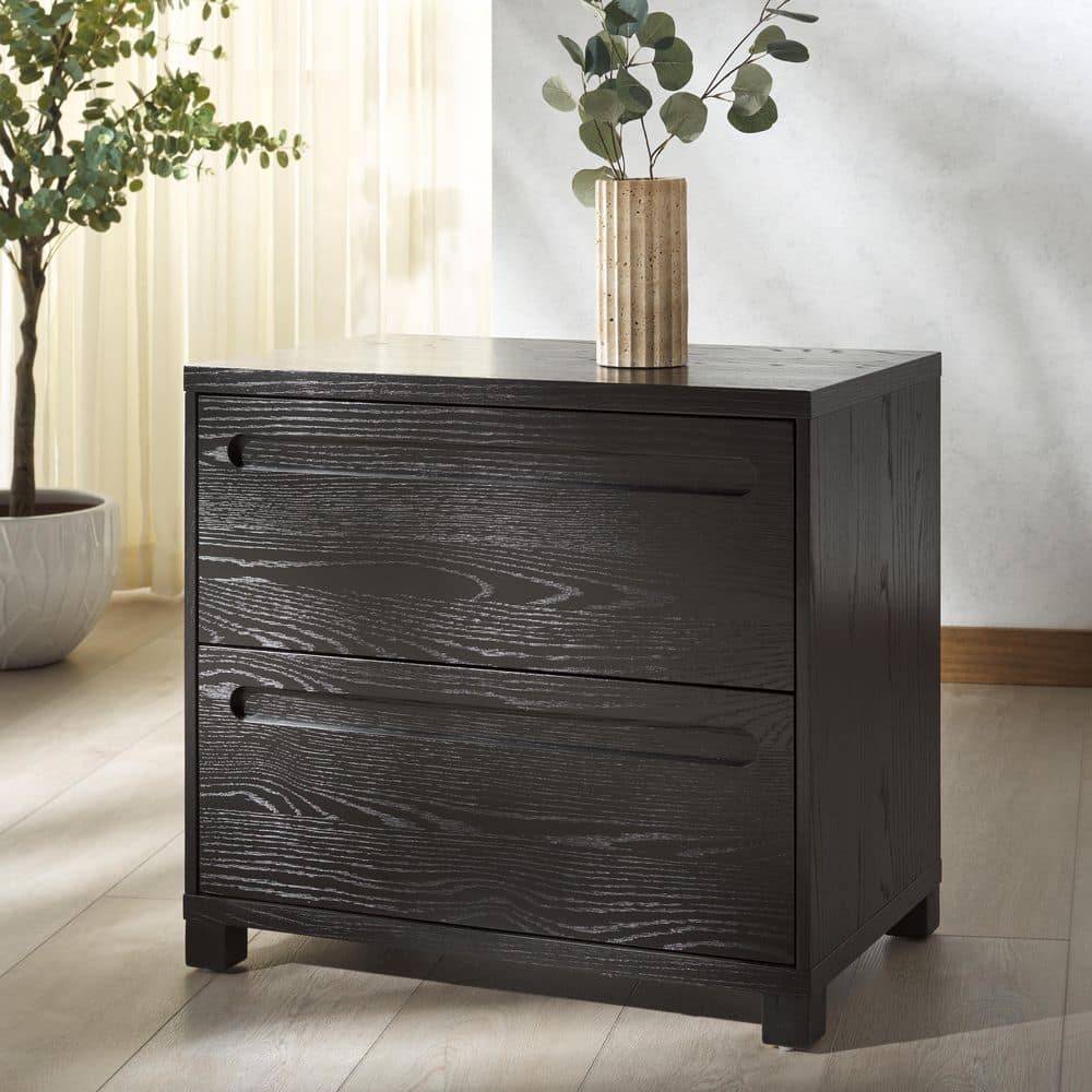 Tobiette Black 2 Drawer Nightstand