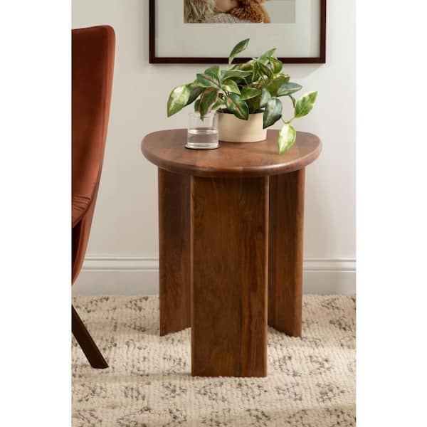 Kate and Laurel Tortola 22.00 in. Walnut Brown Irregular Solid Wood End Table