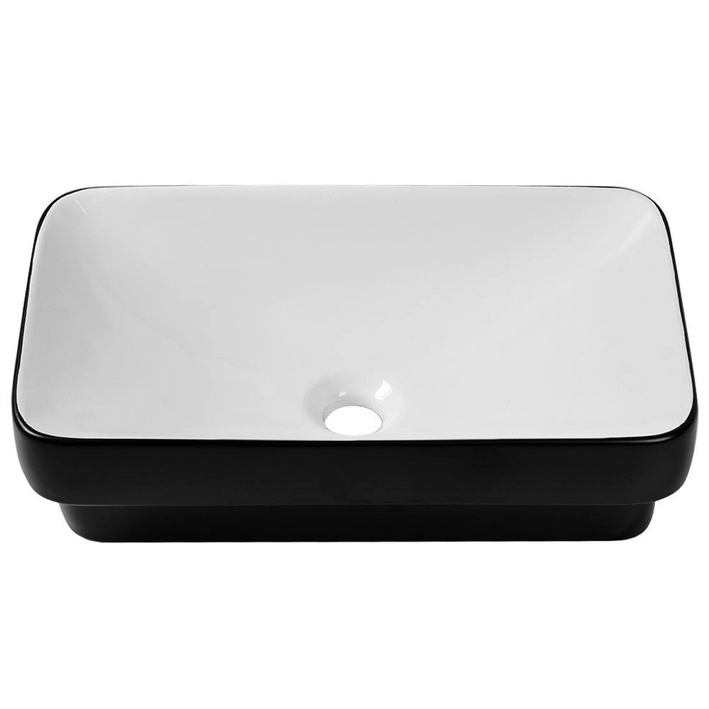 DeerValley Ally 19'' x 12'' Drop-In Bathroom Sink Semi-Recessed Vessel Sink Rectangular Above Counter Basin
