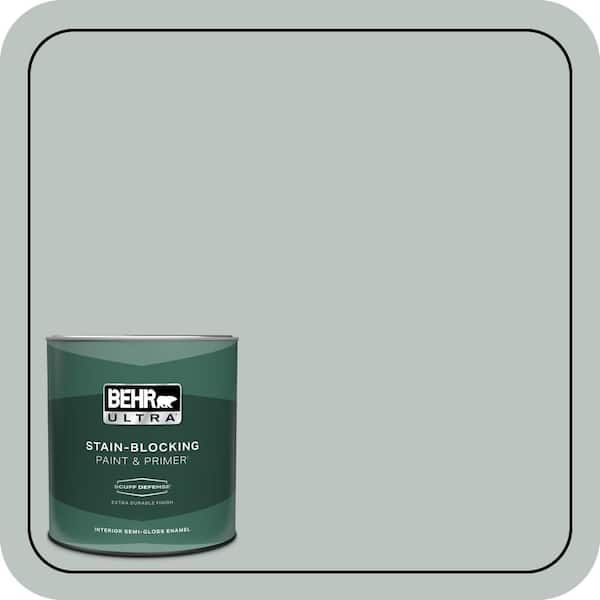 BEHR ULTRA 1 qt. #ICC-47 Pewter Tray Extra Durable Semi-Gloss Enamel Interior Paint & Primer