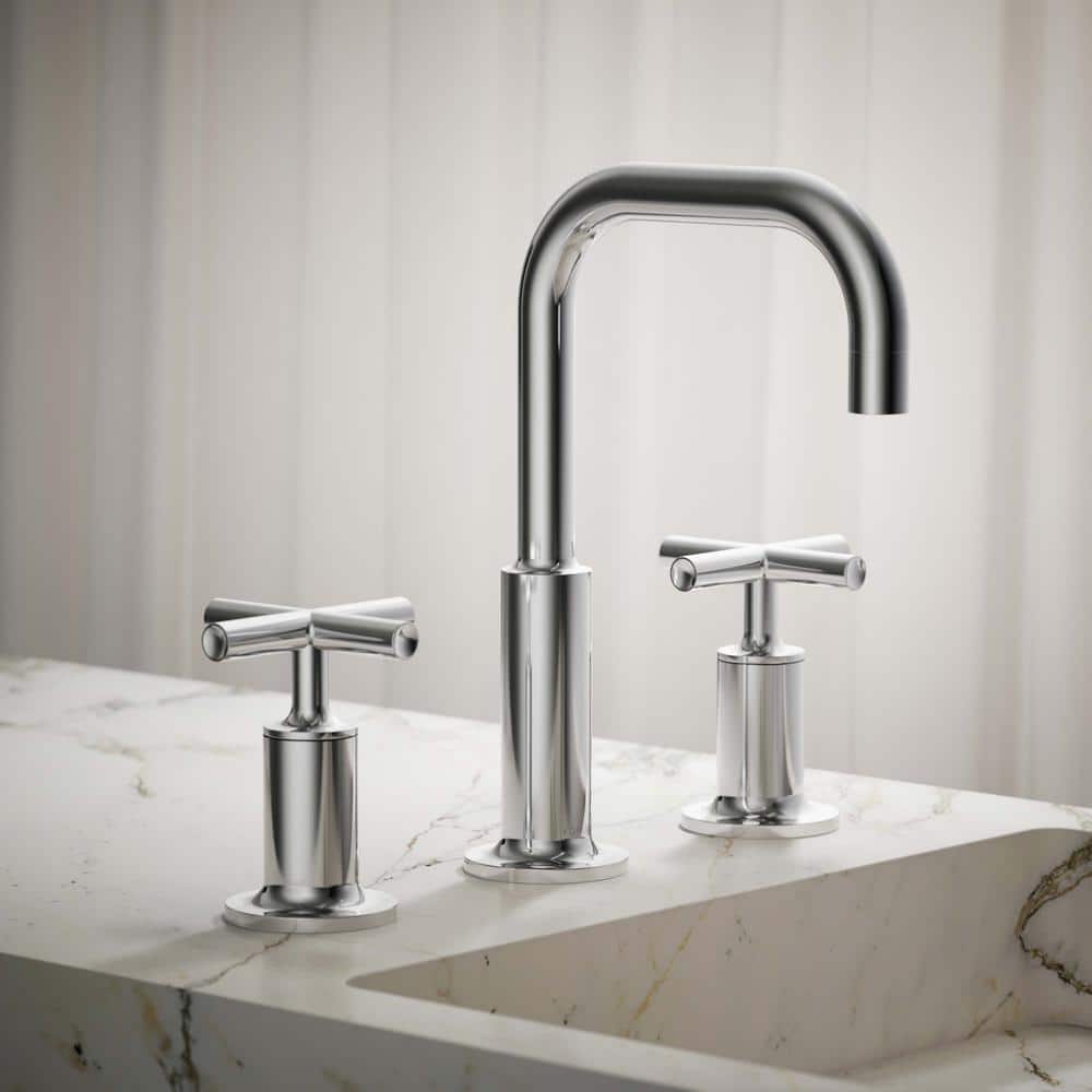 Elegant Polished Chrome 8" Widespread High Arc Bathroom Faucet