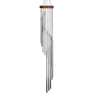 Signature Collection, Woodstock Habitats Rainfall, Large 35 in. Silver Wind Chime HCRSL
