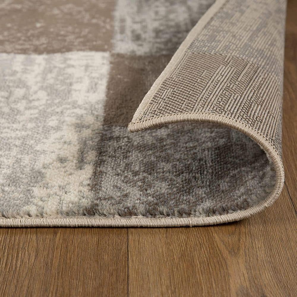 Rockwood Slate and Light Brown Geometric Synthetic Area Rug, 3' x 5'