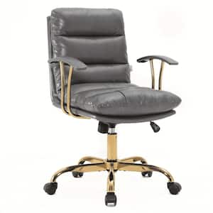 Regina Faux Leather Adjustable Height Ergonomic Modern Executive Office Chair in Titanium Grey with Arms, Tilt, Swivel