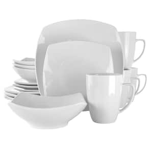 16-Piece Hayes White Square Porcelain Dinnerware Set (Service for 4)