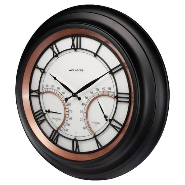 24” Illuminated LED Large Outdoor Decorative Clock with Thermometer and  Hygrometer Combo