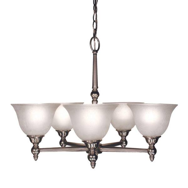 Tulen Lawrence 5 Light Ceiling Brushed Nickel Incandescent Chandelier-DISCONTINUED