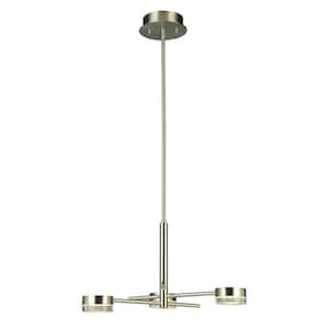 Transton 3-Light Brushed Nickel Integrated LED Chandelier with White Acrylic Shades