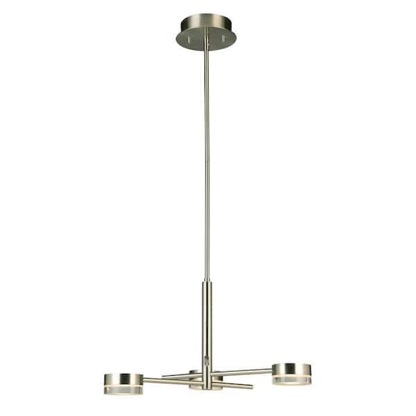 Eglo Transton 3-Light Brushed Nickel Integrated LED Chandelier with White Acrylic Shades