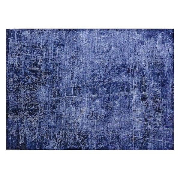 HomeRoots Navy Blue 2 ft. x 3 ft. Woven Abstract Rectangle Indoor ...