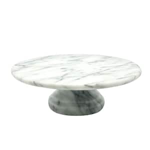 10 in. x 10 in. x 3.125 in. Cake Plate on Pedestal in White Marble