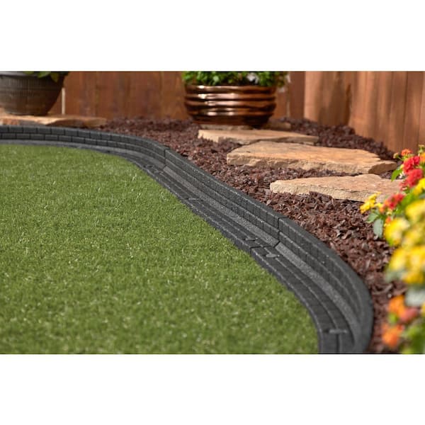 48 in. x 3 in. x 3 in. Gray Brickface Rubber Landscape Edging (6-Pack)