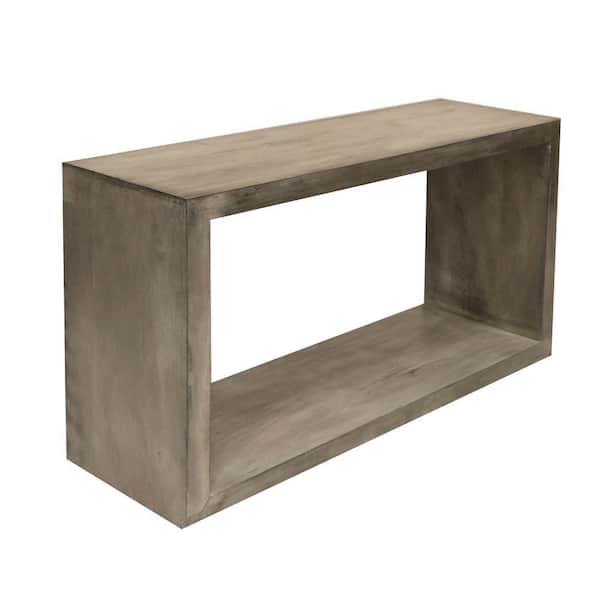THE URBAN PORT Keli 52 in. Charcoal Gray Cube Wooden Console Table with Open Bottom Shelf