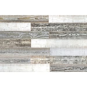 Thermo-treated 1/4 in. x 5 in. x 4 ft. White, Gray and Black Barn Wood Wall Planks (10 Sq. ft. per 6 Pack)