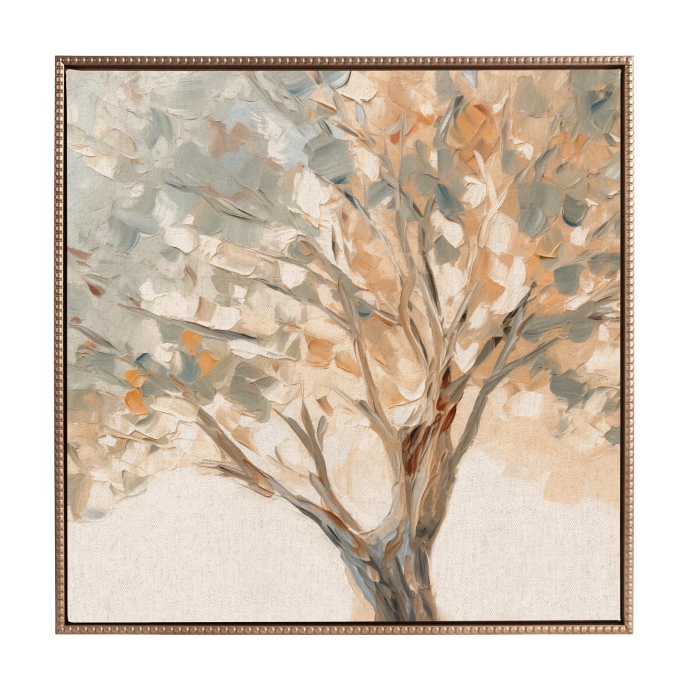Gold Framed 30"x30" Mediterranean Tree Canvas Painting