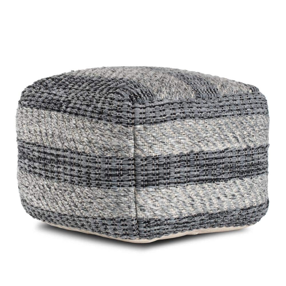 24 in. x 24 in. x 17 in. I Got Stripes Gray Pouf