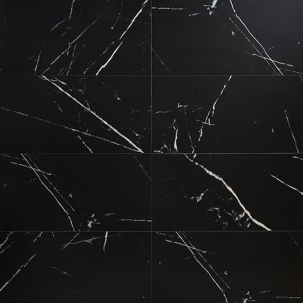 Ivy Hill Tile Essential Marble Nero Marquina 12 in. x 24 in. Porcelain ...