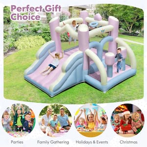 Macron Pastel Bounce House with Slide Basketball Hoop Boxing 480W Blower Included