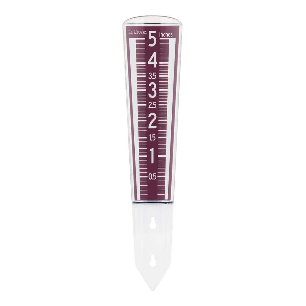 La Crosse Technology Large Magnifying Easy Read 5 in. Capacity Acrylic Rain Gauge in Burgundy
