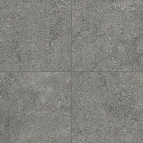 American EcoStone Cross-Cut Black 48 in. x 48 in. Matte Travertine Look Porcelain Floor and Wall Tile (32 sq. ft./Case)
