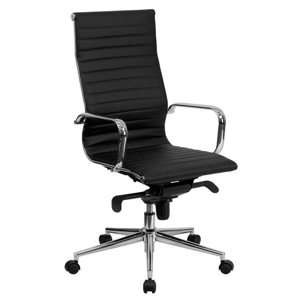 Flash Furniture High Back Black Ribbed Upholstered Leather Executive Swivel Office Chair