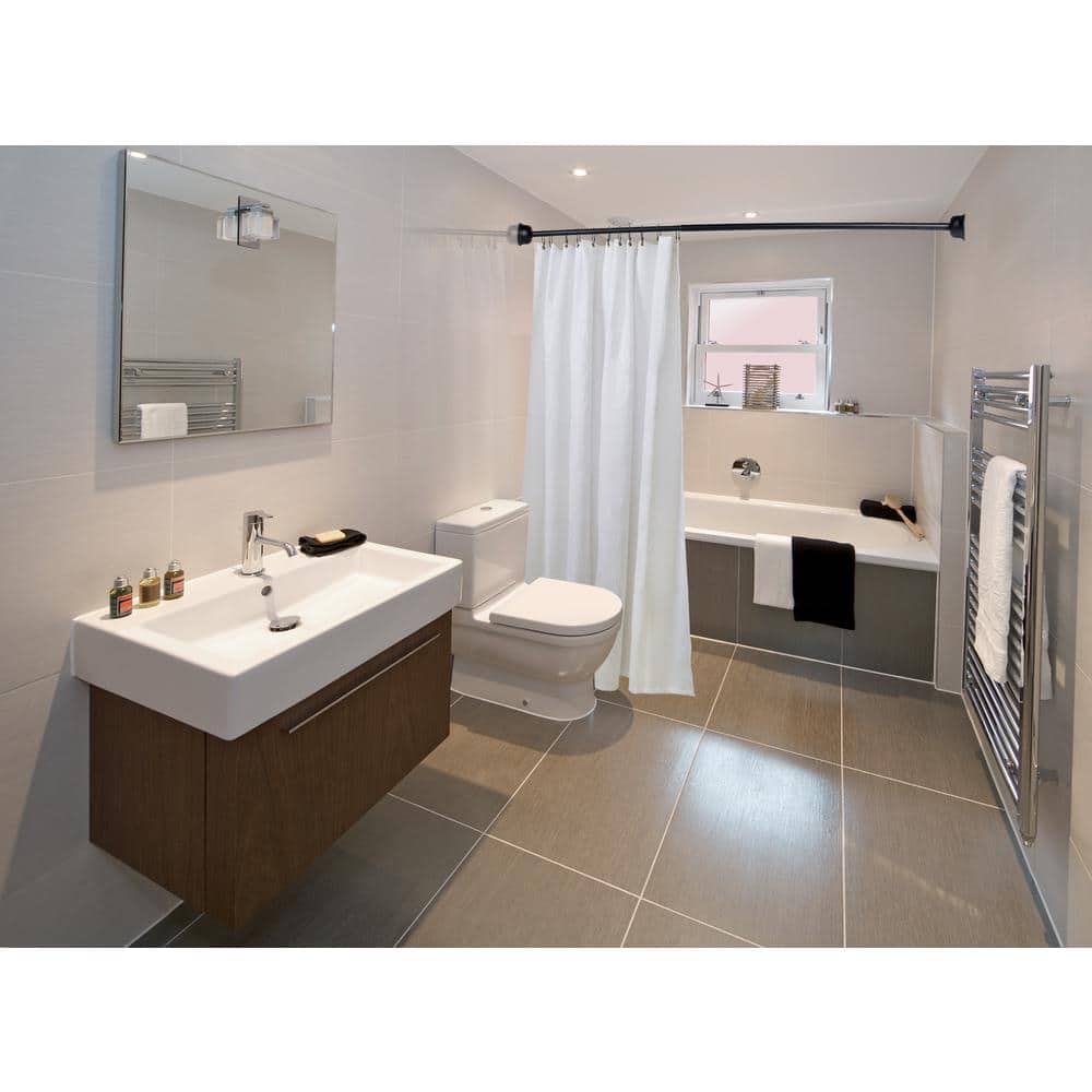 Black Aluminum 72" Curved Shower Rod with PEVA Liner