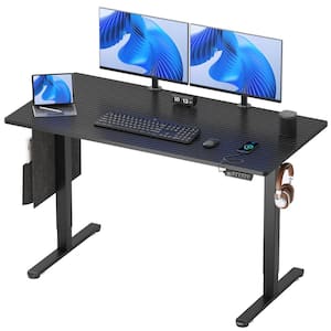 55 in.  in Black Electric Adjustable Height Standing Desk With 3 Height Memory Presets and USB Port