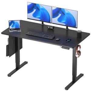 55" in Black Electric Adjustable Height Standing Desk With 3 Height Memory Presets and USB Port