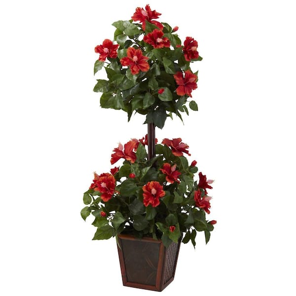 Nearly Natural 39 in. Artificial Hibiscus Topiary