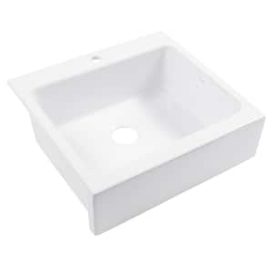 Josephine 26 in. 1-Hole Quick-Fit Farmhouse Apron Front Drop-in Single Bowl Crisp White Fireclay Kitchen Sink