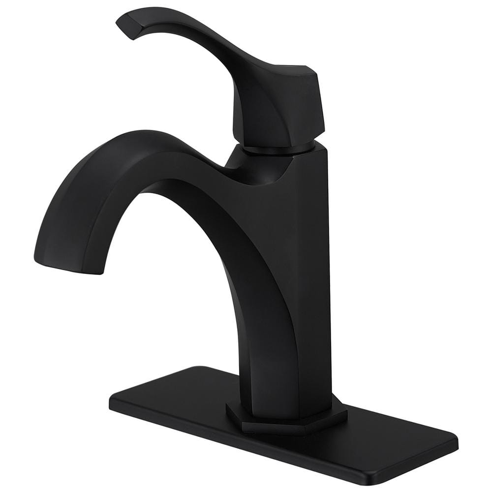 FLG Single Handle Single Hole Bathroom Faucet with Deckplate and Pop-up ...