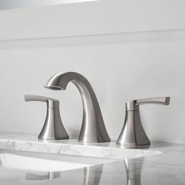 8 in. Widespread 2-Handle Bathroom Sink Faucet with Supply Lines and Adjustable Flow Rate in Brushed Nickel (1-Pack)