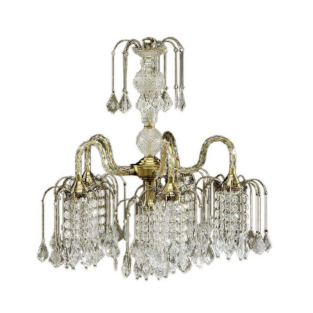25 in. H 4-Light Antique Brass Metal Chandelier with Crystal Accents, Silver (No Bulbs Included) price history on PriceWatchPro