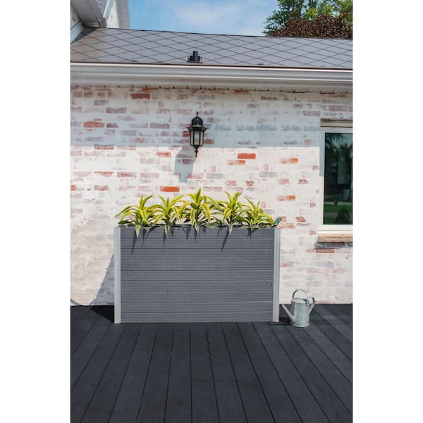 Urbana 57"L x 16"W x 33"H Large Vinyl Parklette Planter, Slate Gray, VT17613