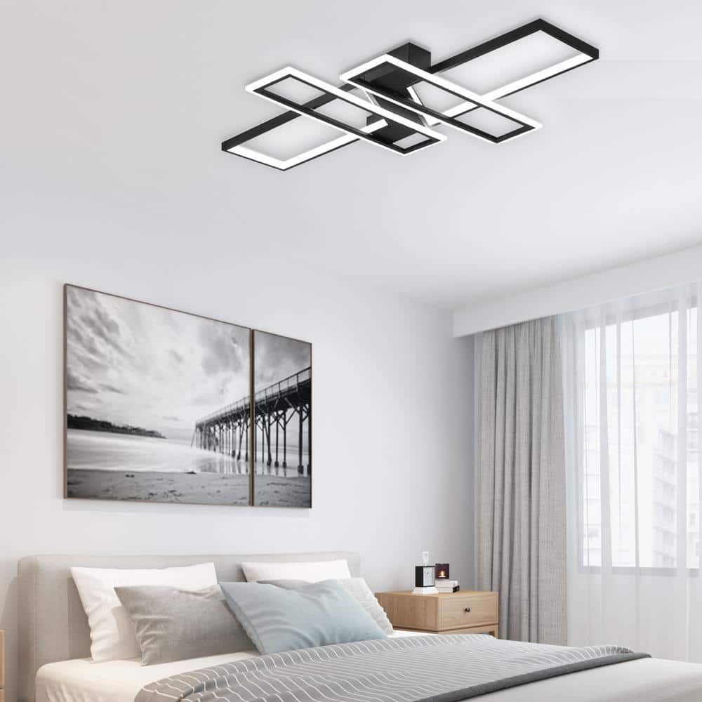 Black Aluminum Geometric LED Dimmable Ceiling Light