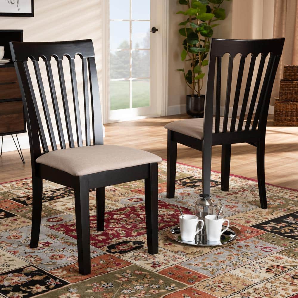 Espresso Brown and Sand Modern Comfort Wood Dining Chair Set