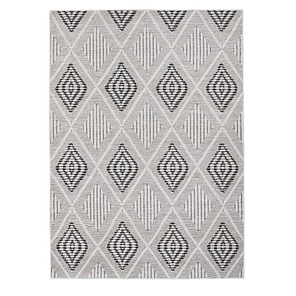 Linon Home Decor Meridith Cream and Dark Gray 2 ft. x 3 ft. Accent Rug ...