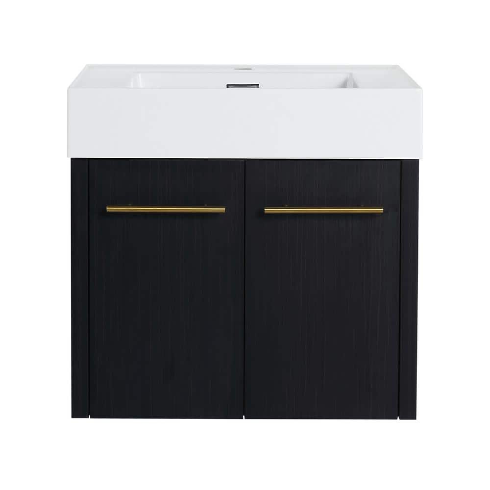 23.6 in. W x 18.1 in. D x 22.4 in. H Wall Mounted Bath Vanity in Black with White Cultured Marble Top price history on PriceWatchPro