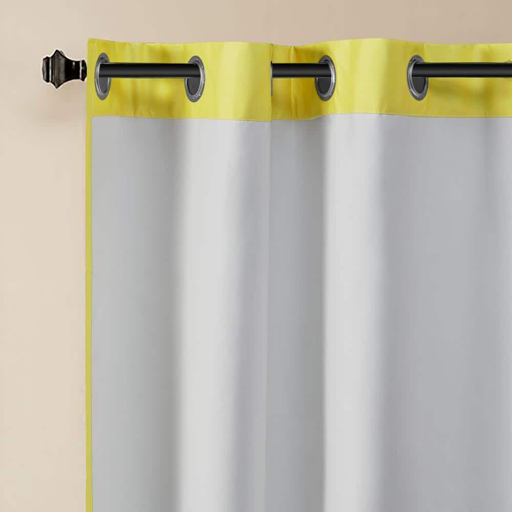 Yellow and Gray Chevron Room Darkening Grommet Curtains, 42x84, 2-Panel Set