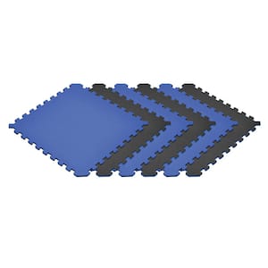 Blue/Black 24 in. x 24 in. EVA Foam Truly Reversible Interlocking Tile (60-Tile)