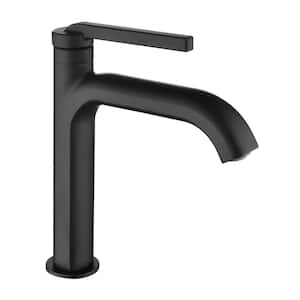 Single Handle Single Hole Bathroom Faucet Brass Modern Deck Mount Bathroom Sink Vanity Faucets in Matte Black