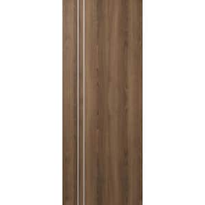 Optima 2V 28 in. x 80 in. No Bore Pecan Nutwood Solid Composite Core Wood Interior Door Slab