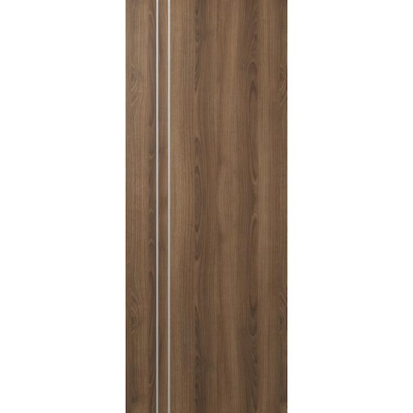 Optima 2V 28 in. x 80 in. No Bore Pecan Nutwood Solid Composite Core Wood Interior Door Slab