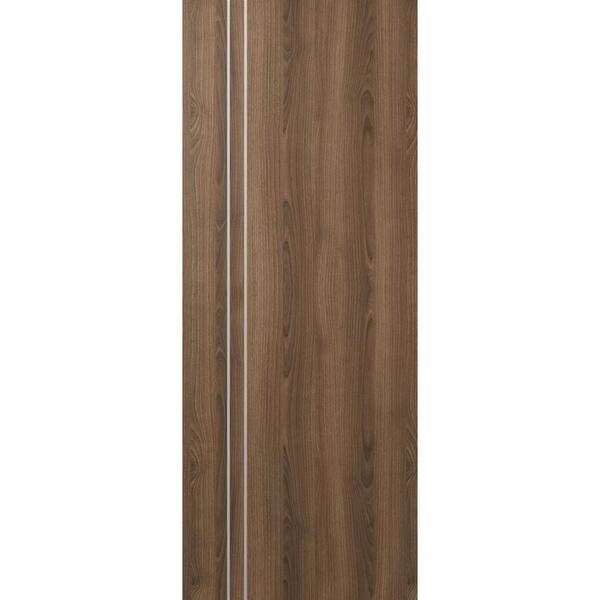 Belldinni Optima 2V 30 in. x 80 in. No Bore Pecan Nutwood Solid Composite Core Wood Interior Door Slab