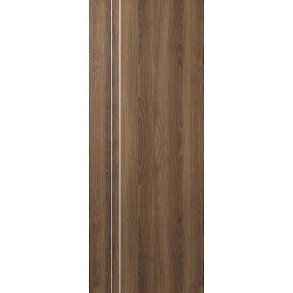 Belldinni Optima 2V 28 in. x 96 in. No Bore Pecan Nutwood Solid Composite Core Wood Interior Door Slab
