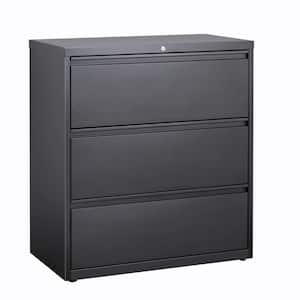 36 in. W 3-Drawer Charcoal Metal Lateral File Cabinet for Home and Office, Holds Letter, Legal and A4 Hanging Folders