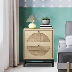 2-Drawer Light Wood Nightstand 15.75 in. W x 15.75 in. D x 20.87 in. H