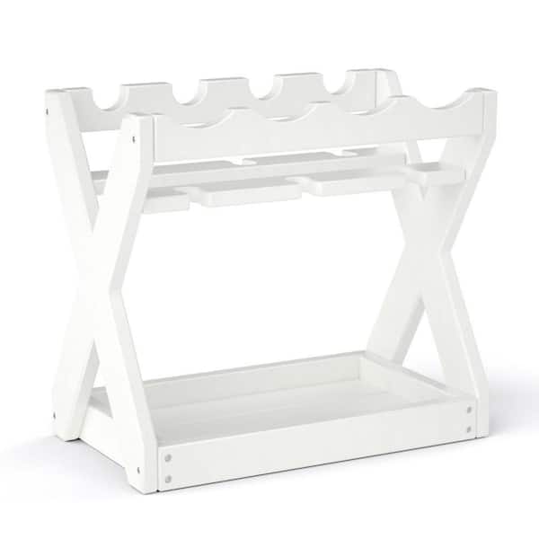 EPOWP 4-Bottle White HDPE Tabletop Wine Rack with Bottle Holder