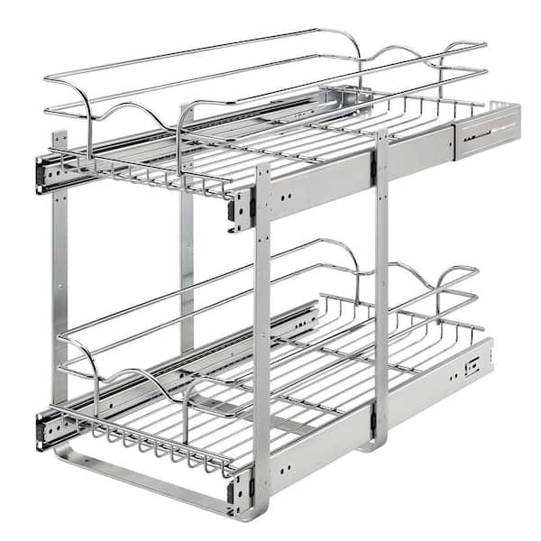 Rev-A-Shelf Chrome Kitchen Cabinet Pull Out Shelf Organizer, 12 x 22 In, 5WB2-1222CR-1